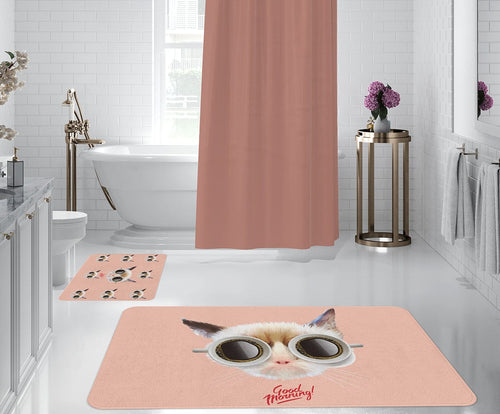 Set 2 covorase pentru baie antiderapante din poliester, Digital 43 Multicolor, 50 x 70 / 70 x 100 cm