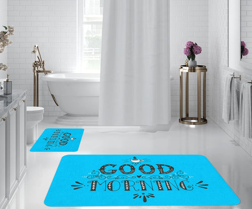 Set 2 covorase pentru baie antiderapante din poliester, Digital 44 Multicolor, 50 x 70 / 70 x 100 cm