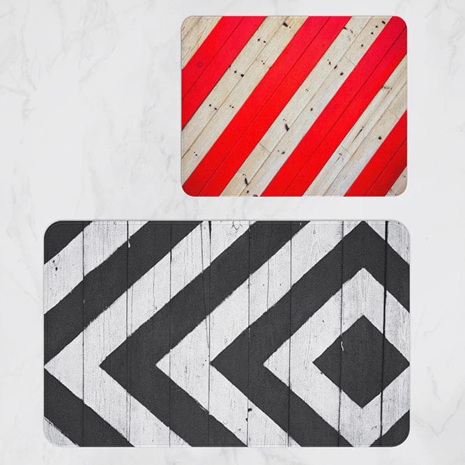 Set 2 covorase pentru baie antiderapante din poliester, Digital 47 Multicolor, 40 x 60 / 60 x 90 cm