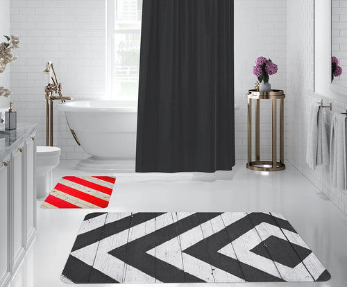 Set 2 covorase pentru baie antiderapante din poliester, Digital 47 Multicolor, 50 x 70 / 70 x 100 cm