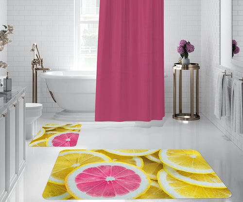 Set 2 covorase pentru baie antiderapante din poliester, Digital 50 Multicolor, 50 x 70 / 70 x 100 cm