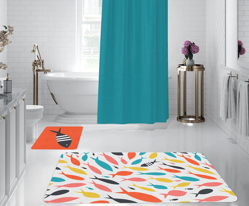 Set 2 covorase pentru baie antiderapante din poliester, Digital 54 Multicolor, 50 x 70 / 70 x 100 cm