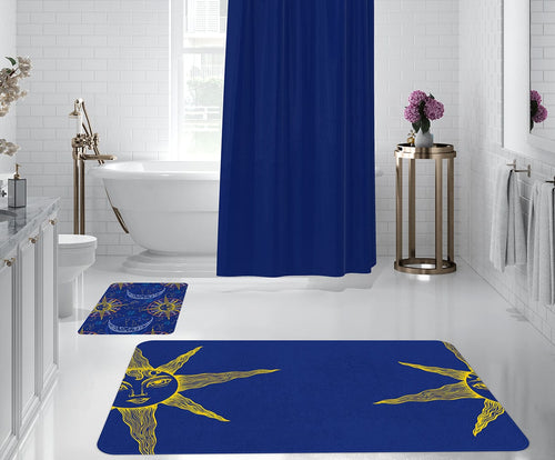 Set 2 covorase pentru baie antiderapante din poliester, Digital 61 Multicolor, 50 x 70 / 70 x 100 cm