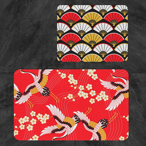 Set 2 covorase pentru baie antiderapante din poliester, Digital 62 Multicolor, 40 x 60 / 60 x 90 cm