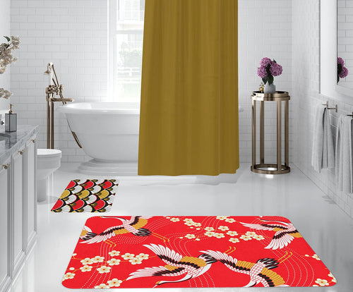 Set 2 covorase pentru baie antiderapante din poliester, Digital 62 Multicolor, 50 x 70 / 70 x 100 cm