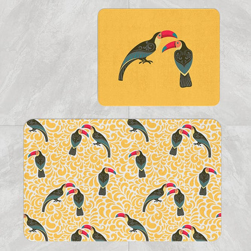 Set 2 covorase pentru baie antiderapante din poliester, Digital 64 Multicolor, 40 x 60 / 60 x 90 cm