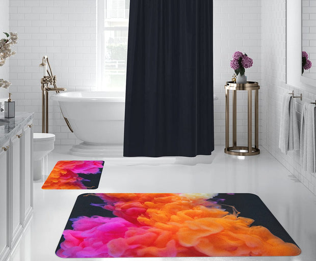 Set 2 covorase pentru baie antiderapante din poliester, Digital 74 Multicolor, 50 x 70 / 70 x 100 cm