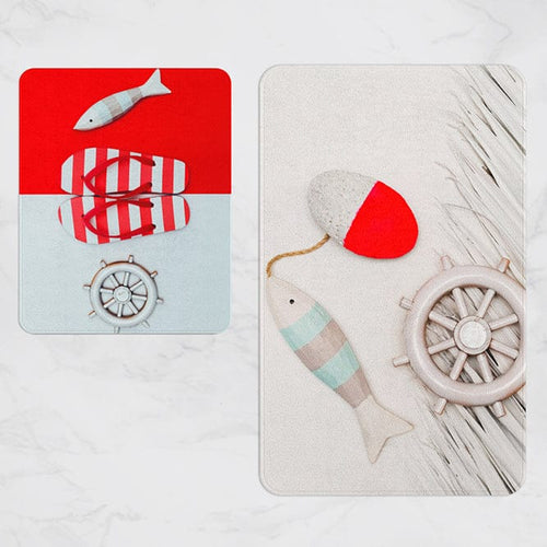 Set 2 covorase pentru baie antiderapante din poliester, Digital 9 Multicolor, 40 x 60 / 60 x 90 cm