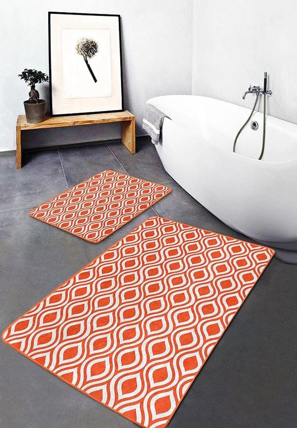 Hillkar Global Set 2 covorase pentru baie antiderapante din poliester, Pelo BPS642 Rectangle Multicolor, 100 x 60 cm / 60 x 50 cm
