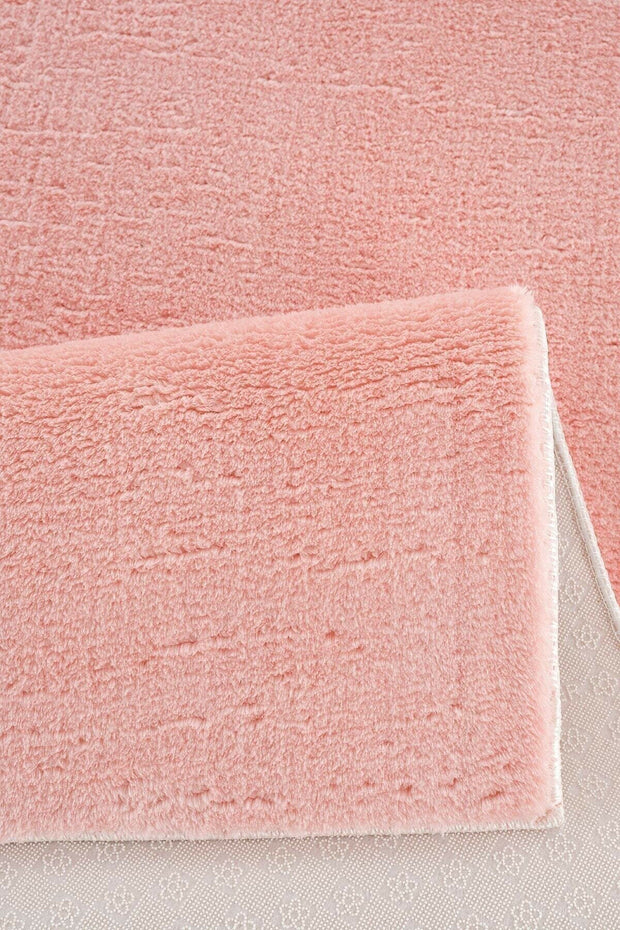 Set 2 covorase pentru baie antiderapante din poliester, Pufy Roz, 60 x 100 / 50 x 80 cm (3)