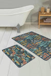 Hillkar Global Set 2 covorase pentru baie antiderapante din poliester, Yasemin BPS175 Rectangle Multicolor, 100 x 60 cm / 60 x 50 cm
