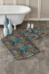 Hillkar Global Set 2 covorase pentru baie antiderapante din poliester, Yasemin BPS175 Rectangle Multicolor, 100 x 60 cm / 60 x 50 cm