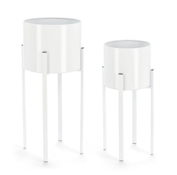 Set 2 ghivece cu suport din metal, Ester Round, Ø28xH65 / Ø23xH55 cm (1)