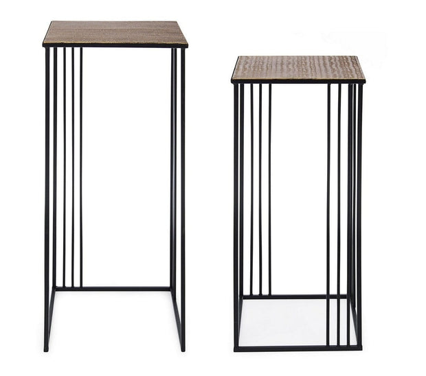 Set 2 masute suport telefon din MDF si metal Elvin High Auriu / Negru, L33xl33xH73 cm / L28xl28xH65 cm (3)