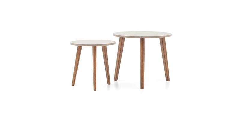 Dogtas Set 2 masute suport telefon din pal, Nova Nuc / Cappuccino, Ø60xH51 cm / Ø45xH44,4 cm