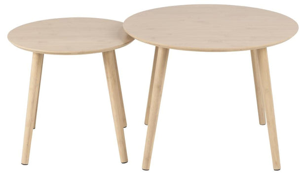 Set 2 mese de cafea din bambus, Roslin Natural, Ø60xH45 cm / Ø45xH41,5 cm (1)