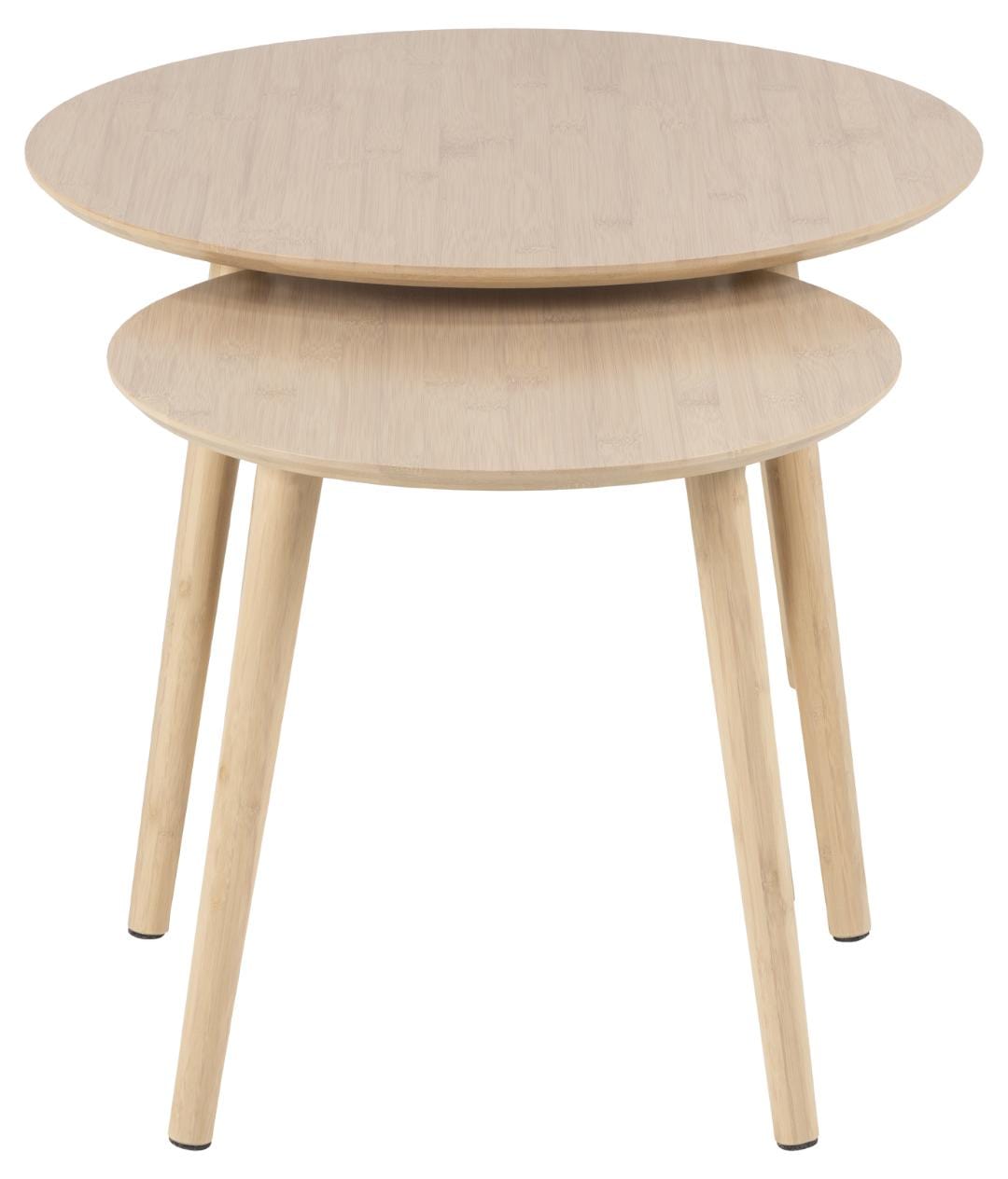 Set 2 mese de cafea din bambus, Roslin Natural, Ø60xH45 cm / Ø45xH41,5 cm (2)