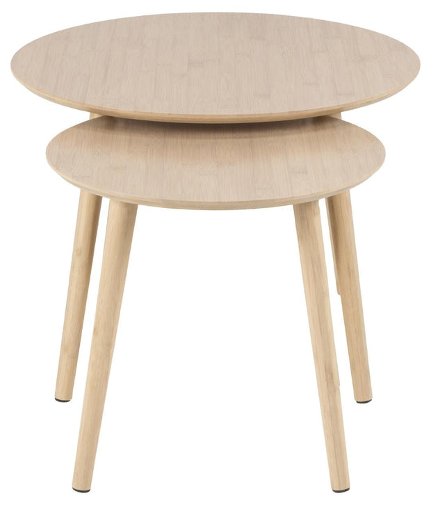 Set 2 mese de cafea din bambus, Roslin Natural, Ø60xH45 cm / Ø45xH41,5 cm (2)