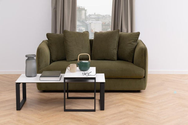 Set 2 mese de cafea din ceramica si metal, Katrine Alb / Negru, L115xl55xH37,5 cm / L69xl40xH45 cm (1)