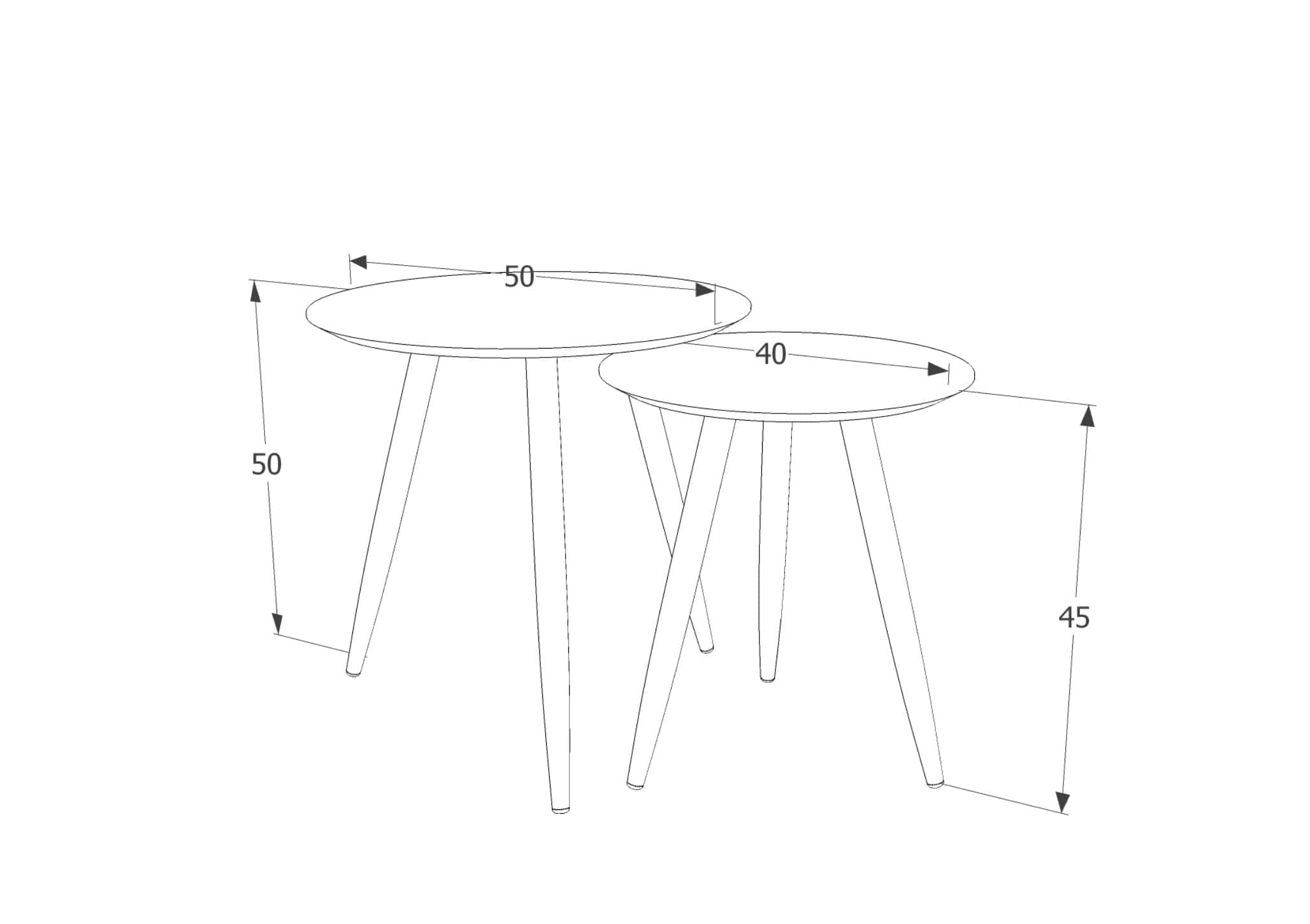 Set 2 mese de cafea din MDF, Cleavon Negru, Ø50xH50 cm / Ø40xH45 cm (1)