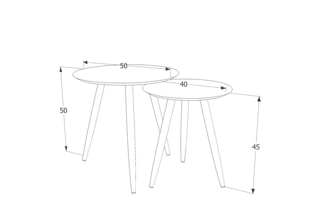 Set 2 mese de cafea din MDF, Cleavon Negru, Ø50xH50 cm / Ø40xH45 cm (1)