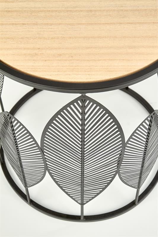 Set 2 mese de cafea din MDF si metal Foley Natural / Negru, Ø40xH45 / Ø33xH40 cm (4)