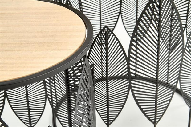 Halmar Set 2 mese de cafea din MDF si metal Foley Natural / Negru, Ø40xH45 / Ø33xH40 cm