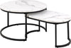Set 2 mese de cafea din MDF si metal, Spiro Alb / Negru, 70x70x42 / 70xH40x34,5