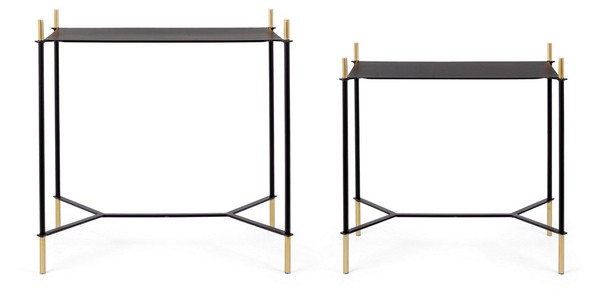 Set 2 mese de cafea din metal Anisha Rectangular Negru / Auriu, L59xl39xH61 cm / L54xl34xH54 cm (1)