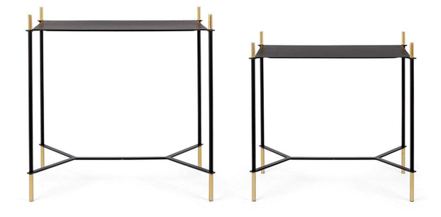 Set 2 mese de cafea din metal Anisha Rectangular Negru / Auriu, L59xl39xH61 cm / L54xl34xH54 cm (1)