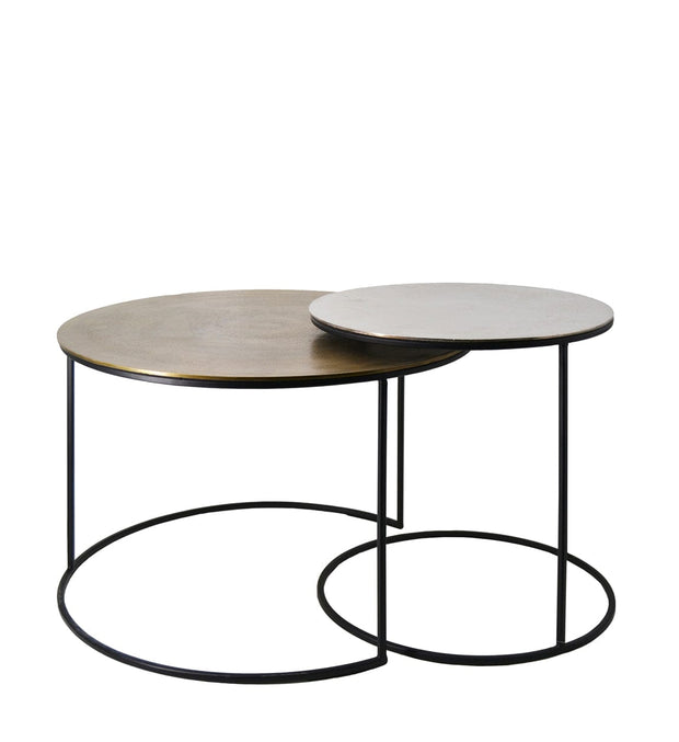 Set 2 mese de cafea din metal, Auxiliary Round Multicolor, Ø43xH45 cm / Ø60xH40 cm