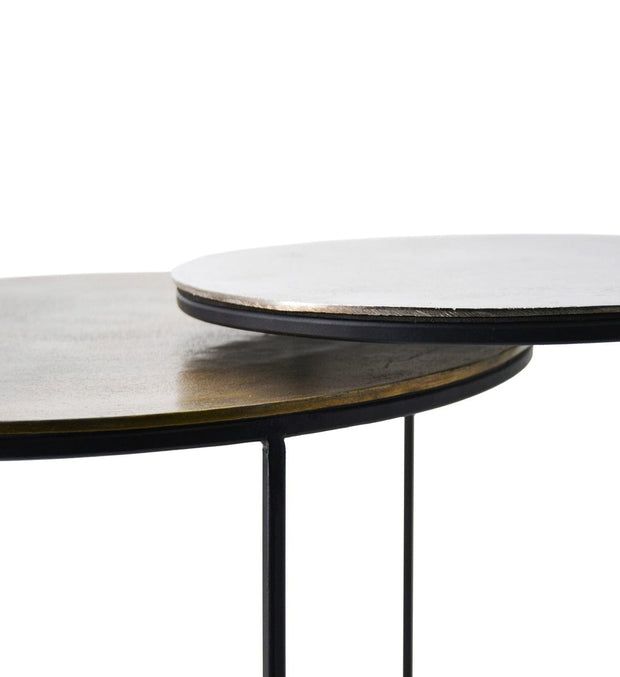 Set 2 mese de cafea din metal, Auxiliary Round Multicolor, Ø43xH45 cm / Ø60xH40 cm (4)