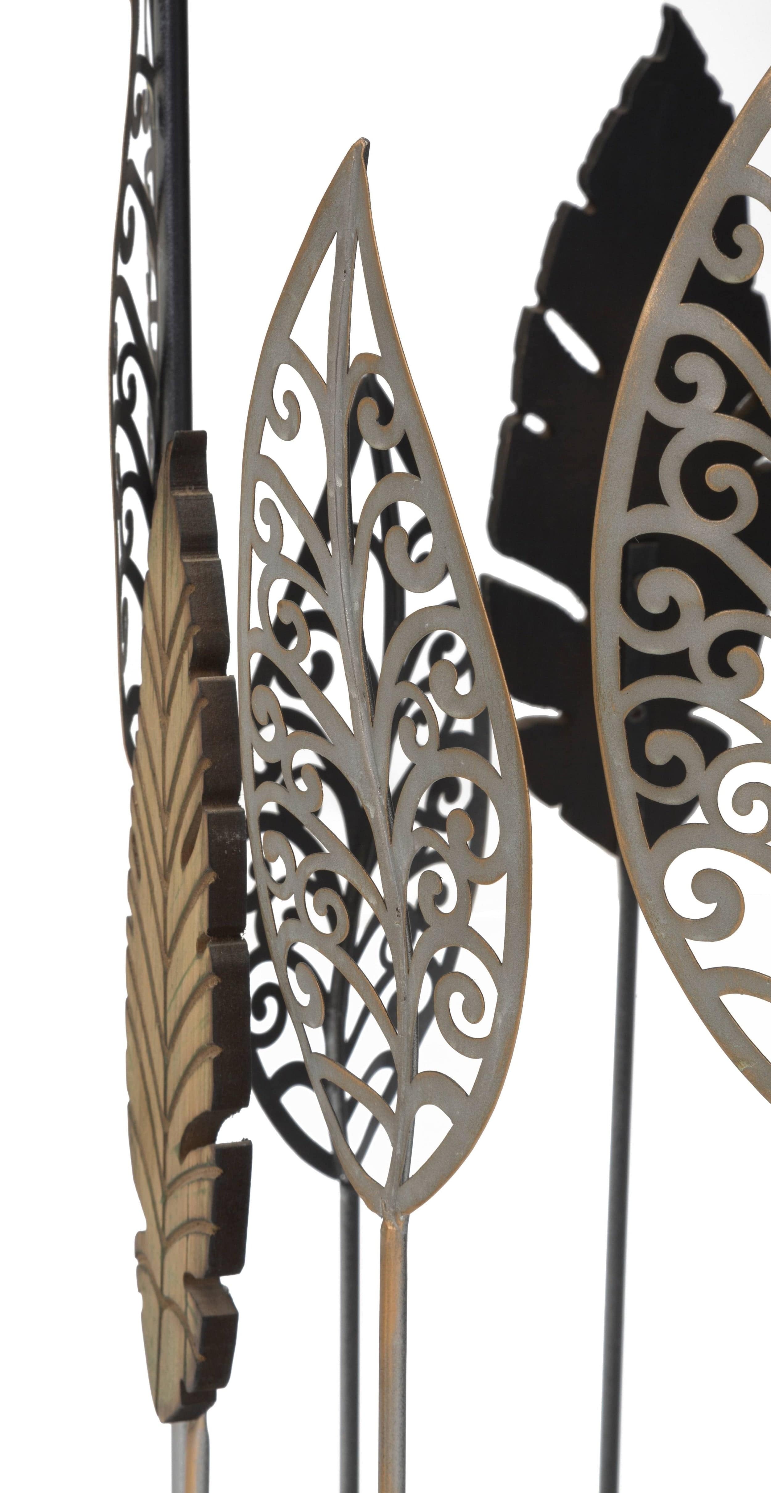 Mauro Ferretti Set 2 mese de cafea din metal si sticla Foglie Multicolor, Ø38xH55 / Ø33xH50 cm