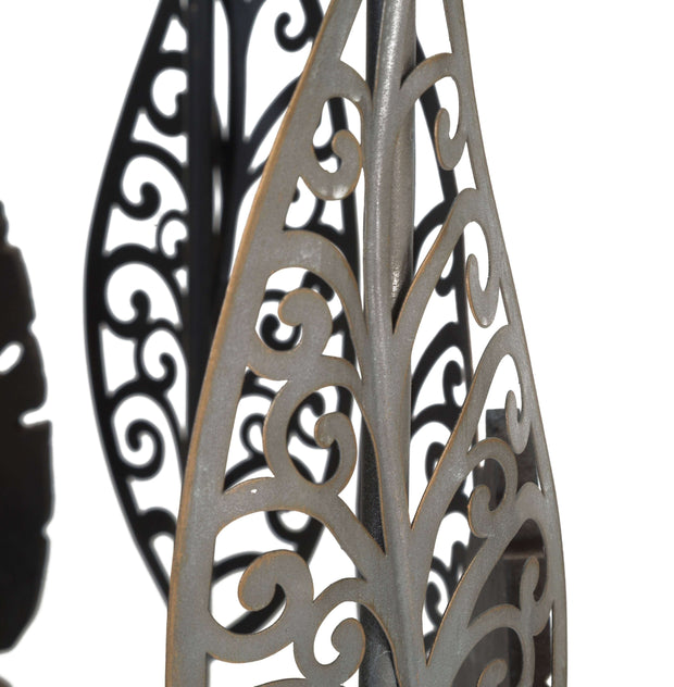 Mauro Ferretti Set 2 mese de cafea din metal si sticla Foglie Multicolor, Ø38xH55 / Ø33xH50 cm