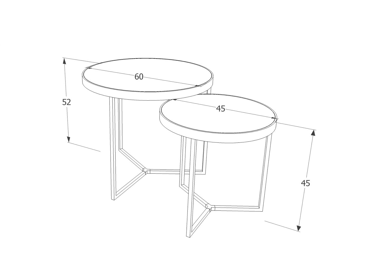 Signal Set 2 mese de cafea din sticla si metal Dellyn II Negru / Crom, Ø60xH52 cm / Ø45xH45 cm