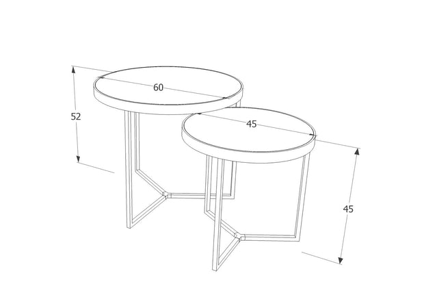 Signal Set 2 mese de cafea din sticla si metal Dellyn II Negru / Crom, Ø60xH52 cm / Ø45xH45 cm