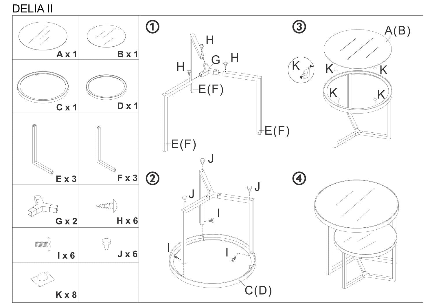 Signal Set 2 mese de cafea din sticla si metal Dellyn II Negru / Crom, Ø60xH52 cm / Ø45xH45 cm