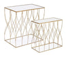 Set 2 mese de cafea din sticla si metal Elenor Rectangular Auriu, L56xl35,5xH56 cm / L51xl30,5xH51 cm