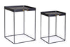 Set 2 mese de cafea din sticla si metal Zeina Square Fumuriu / Negru, L41,5xl41,5xH56 cm / L36,5xl36,5xH51 cm