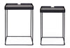 Set 2 mese de cafea din sticla si metal Zeina Square Fumuriu / Negru, L41,5xl41,5xH56 cm / L36,5xl36,5xH51 cm (2)