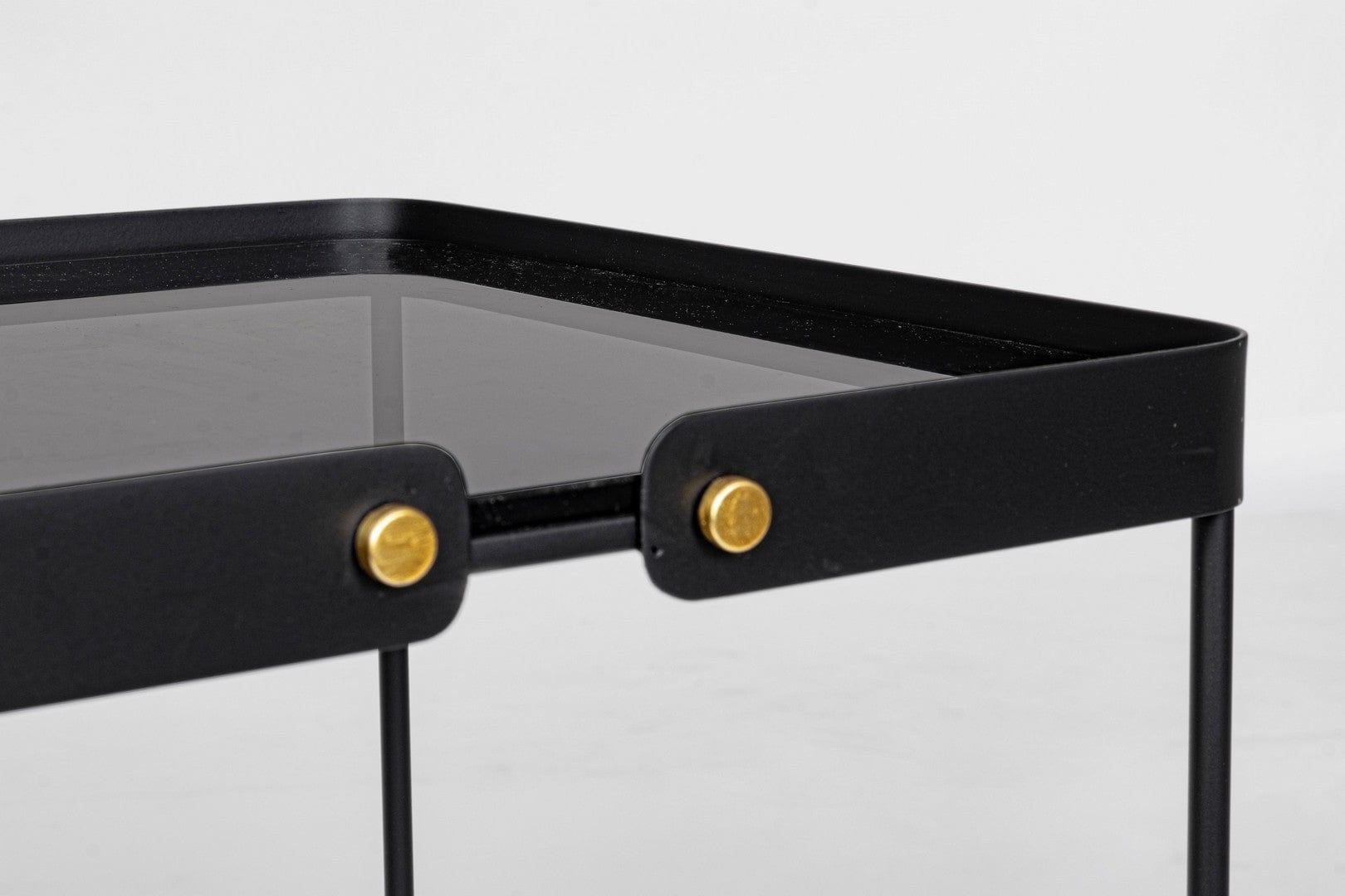 Set 2 mese de cafea din sticla si metal Zeina Square Fumuriu / Negru, L41,5xl41,5xH56 cm / L36,5xl36,5xH51 cm (4)