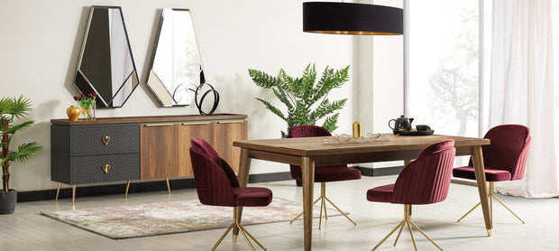 Serhat Set 2 oglinzi decorative din pal Pietro Antracit, l74xH94 cm