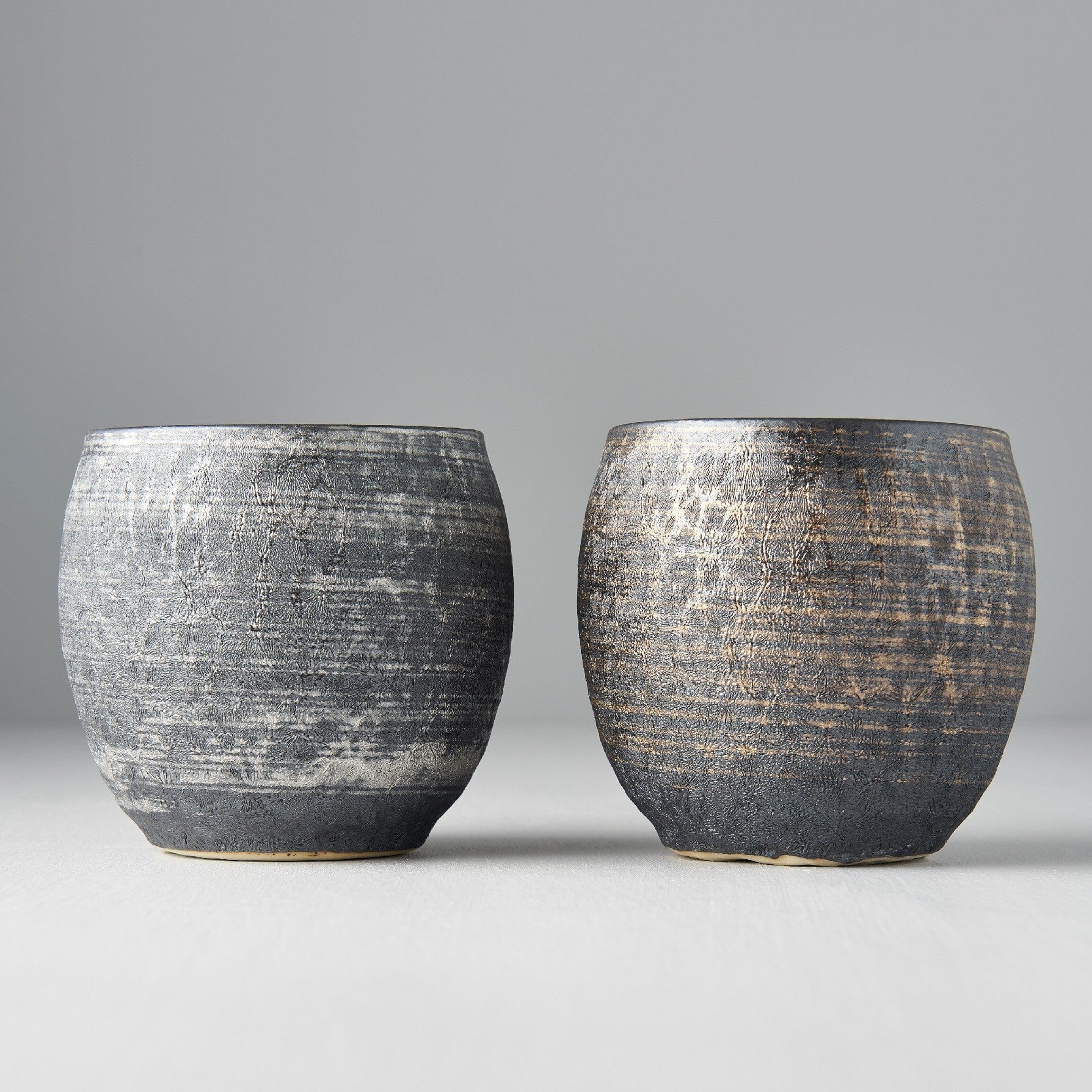 Set 2 pahare japoneze pentru servire ceai, din ceramica, Sho-chu Argintiu, 320 ml (3)