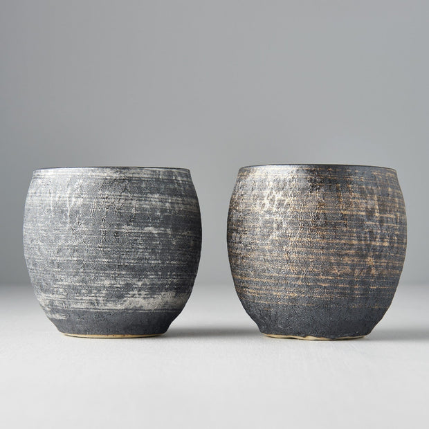 Set 2 pahare japoneze pentru servire ceai, din ceramica, Sho-chu Argintiu, 320 ml (3)