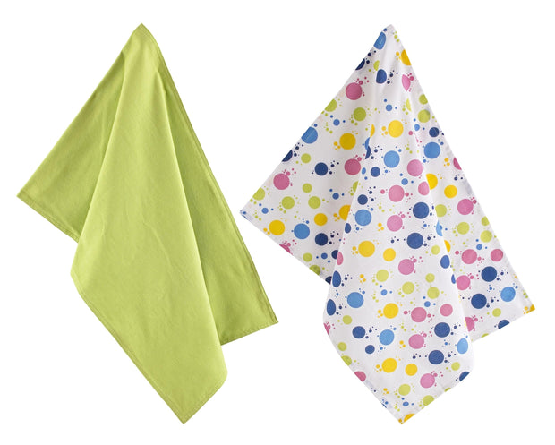 Set 2 prosoape de bucatarie din bumbac, Bubbles Multicolor, 50 x 70 cm