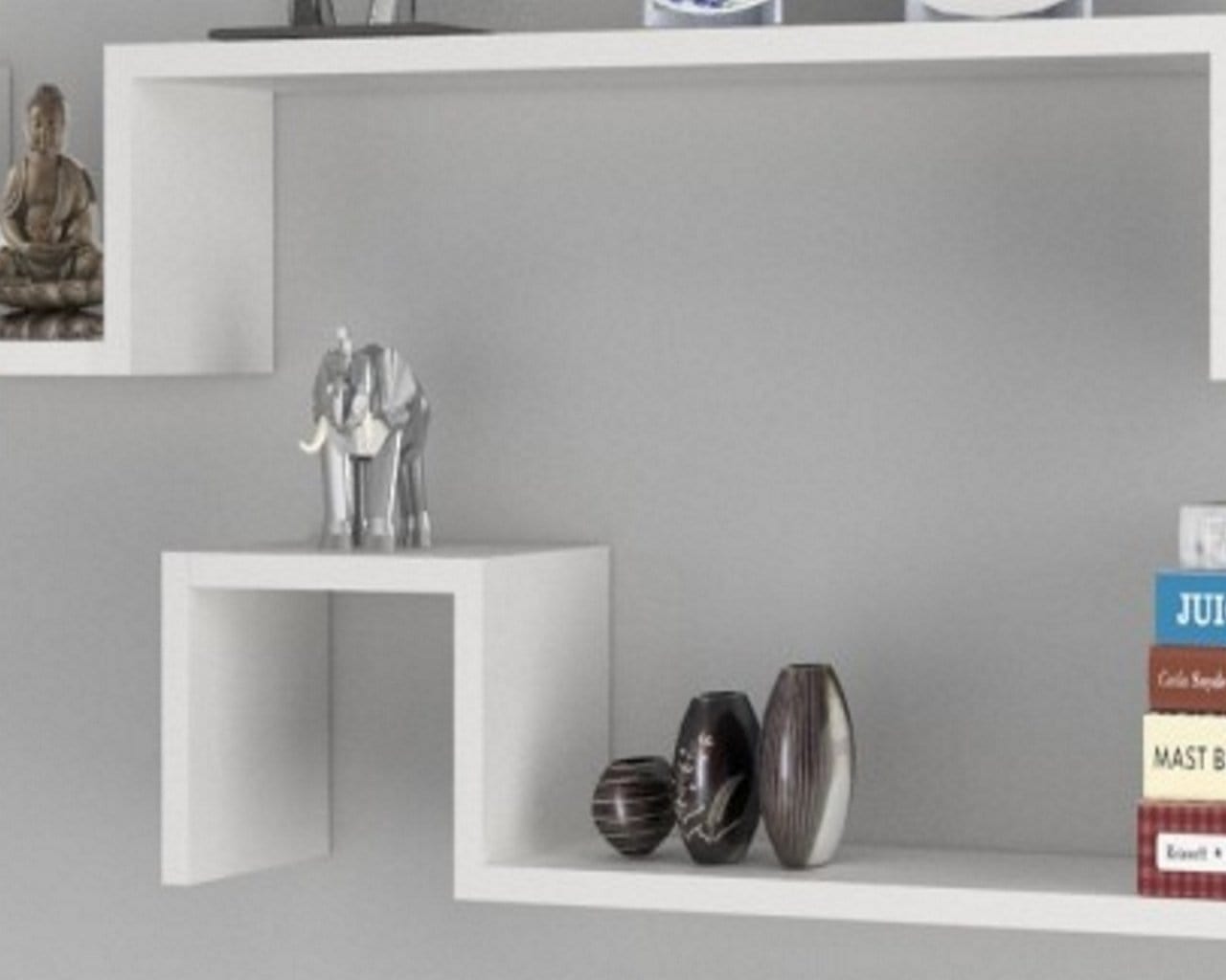 Set 2 rafturi suspendate din pal, M02 Alb, l90xA17,5xH17,5 cm (3)