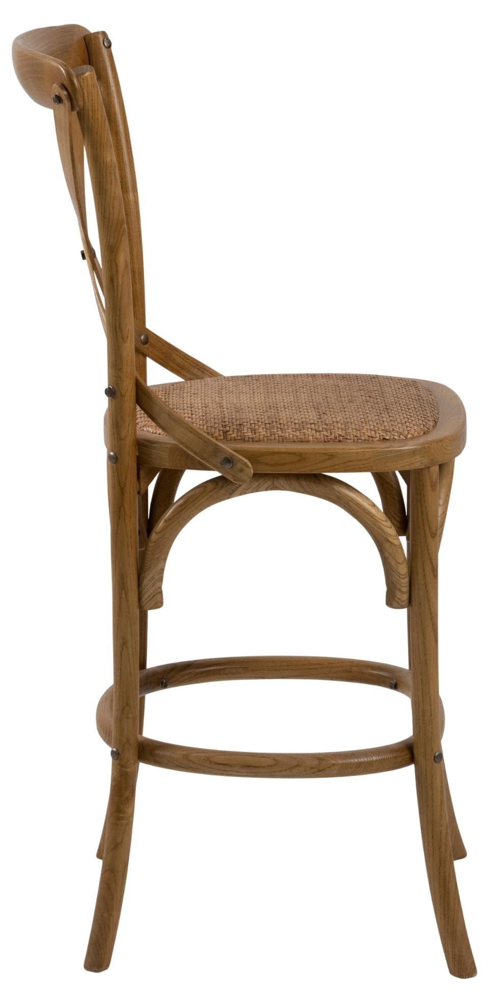 Actona Set 2 scaune de bar din lemn de ulm, cu sezut din ratan Eileen Natural, l51xA55xH105 cm
