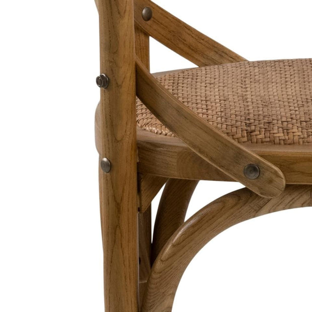 Actona Set 2 scaune de bar din lemn de ulm, cu sezut din ratan Eileen Natural, l51xA55xH105 cm