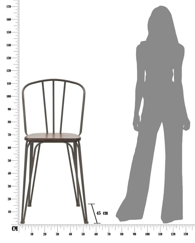 Set 2 scaune de bar din lemn de ulm si metal Harlem Natural / Gri, l54xA45xH102 cm (12)