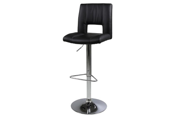 Actona Set 2 scaune de bar rotative tapitate cu piele ecologica si picior metalic, Sylvia Negru / Crom, l41,5xA52xH115 cm